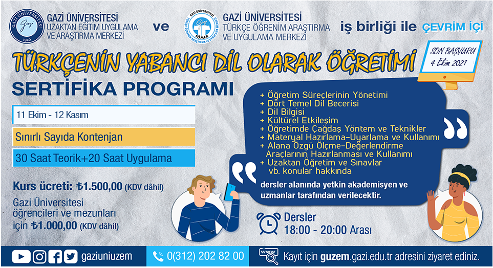 GAZİ TÖMER - Türkçenin Yabancı Dil Olarak Öğretimi Sertifika Programı
