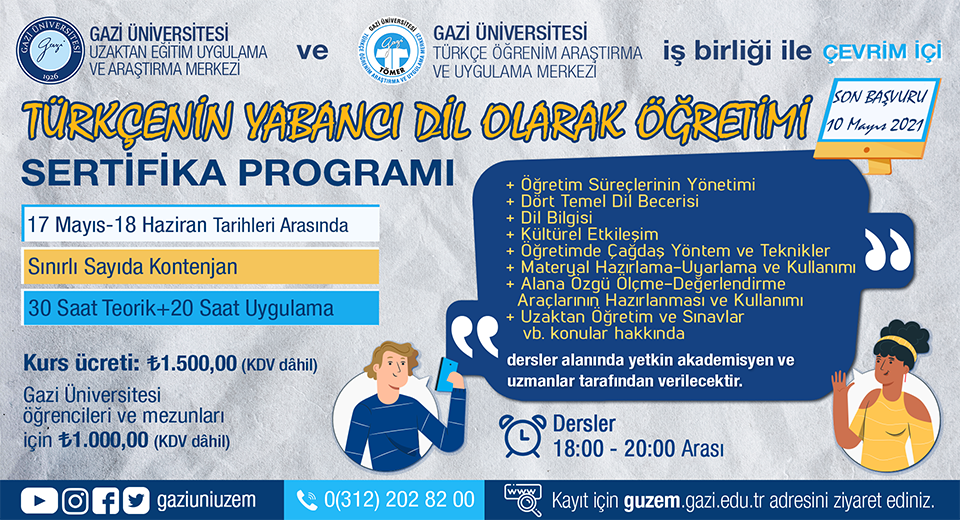 Türkçenin Yabancı Dil Olarak Öğretimi Sertifika Programı (Mayıs 2021)