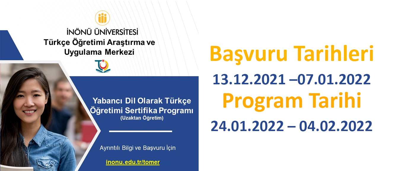 Yabancı Dil Olarak Türkçe Öğretimi Sertifika Programı (Uzaktan Öğretim) İnönü TÖMER